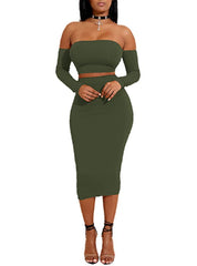 Halter Top Lace Up Back Midi Dress