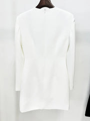 Elegant Flowers Beaded Pullover Long Sleeve Non Stretch Mini Dress
