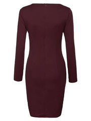 Bodycon Dresses Square Neck Long Sleeves Pencil Dress