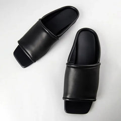 Square Toe Open Toe Flats Slippers Concise Non-slip Casual Shoes