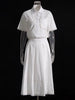 Elegant Lapel Short Sleeve Tops High Waist A-Line Skirt Two Piece Sets