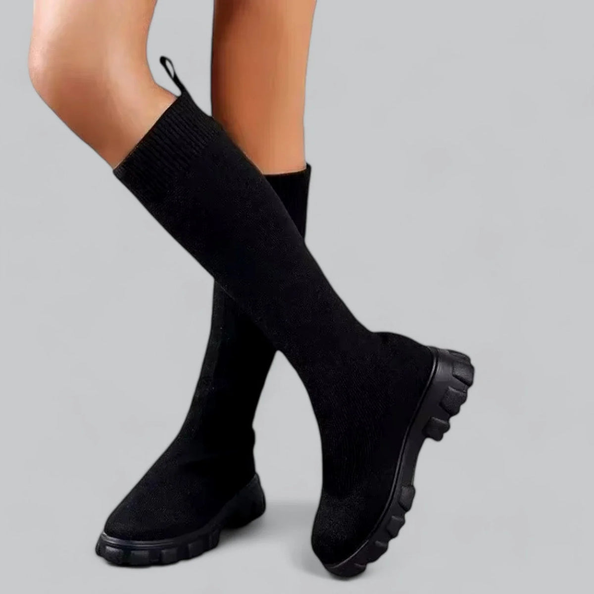 Women's knee high boots with chunky platform heel