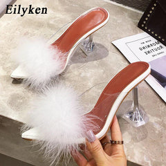 Pumps PVC Transparent Feather Perspex Crystal High Heel