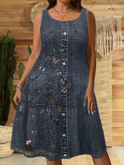 Women's Casual Print Denim Dress