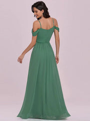 Prom Chiffon V-Neck A-Line Sleeveless Pleated Maxi Dresses