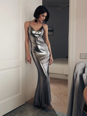 Casual Streetwear Camisole Backless V-neck Slim Party Sleeveless Bodycon Maxi Dresses