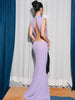 Elegant Backless Waistless High Stretch Black Lace-Up Pleated Sleeveless Maxi Dress