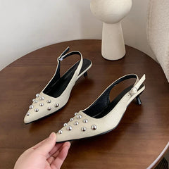 Sandals Metal Rivet High Heel