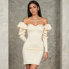 Elegant Plain Lettuce Hem Long Sleeve Sweetheart Neck Mini Dresses